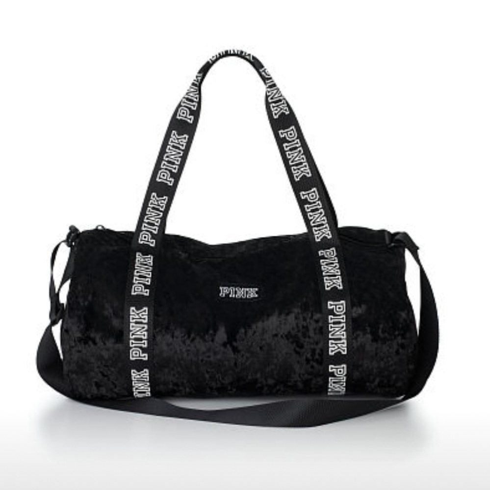 PINK VICTORIA'S SECRET VELVET  DUFFLE BAG.nwt - Picture 1 of 3